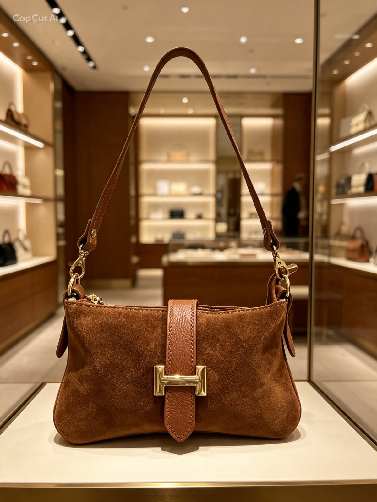 Borsa a spalla Hermine Suede Bag in camoscio con doppia tracolla inclusa