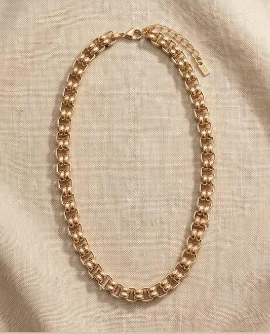 Collana a Catena Regolabile "Bold Link" in Acciaio Dorato
