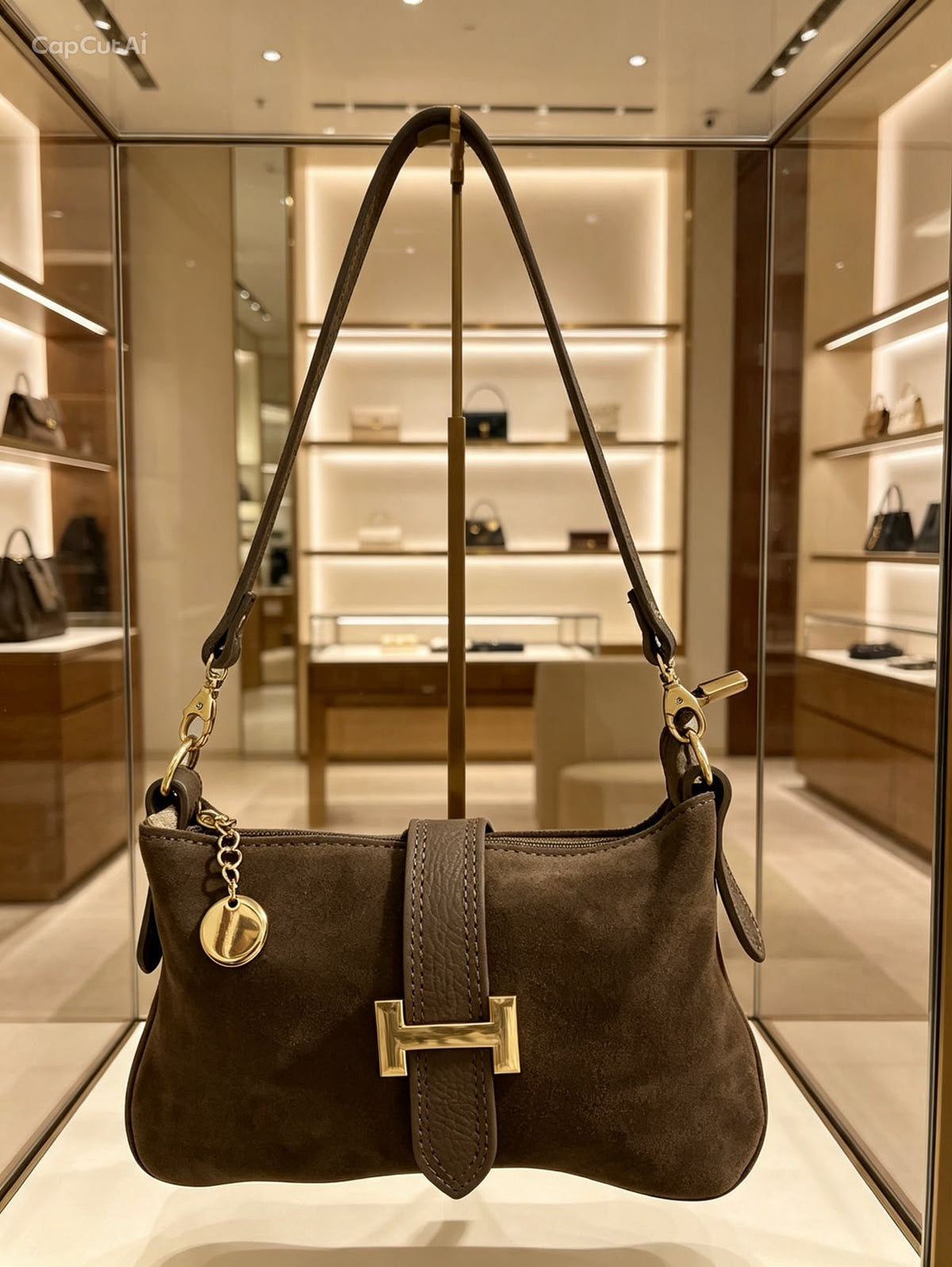Borsa a spalla Hermine Suede Bag in camoscio con doppia tracolla inclusa