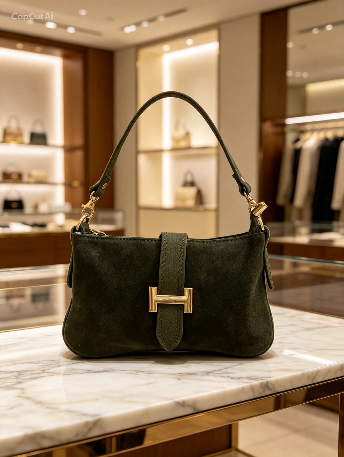 Borsa a spalla Hermine Suede Bag in camoscio con doppia tracolla inclusa