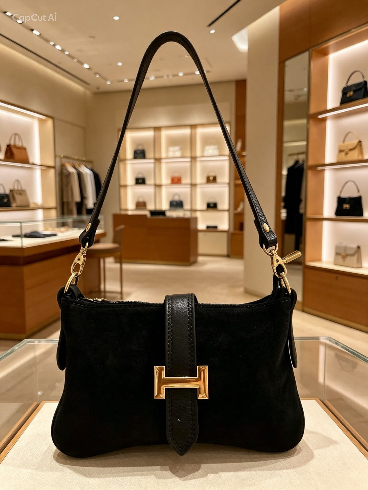 Borsa a spalla Hermine Suede Bag in camoscio con doppia tracolla inclusa