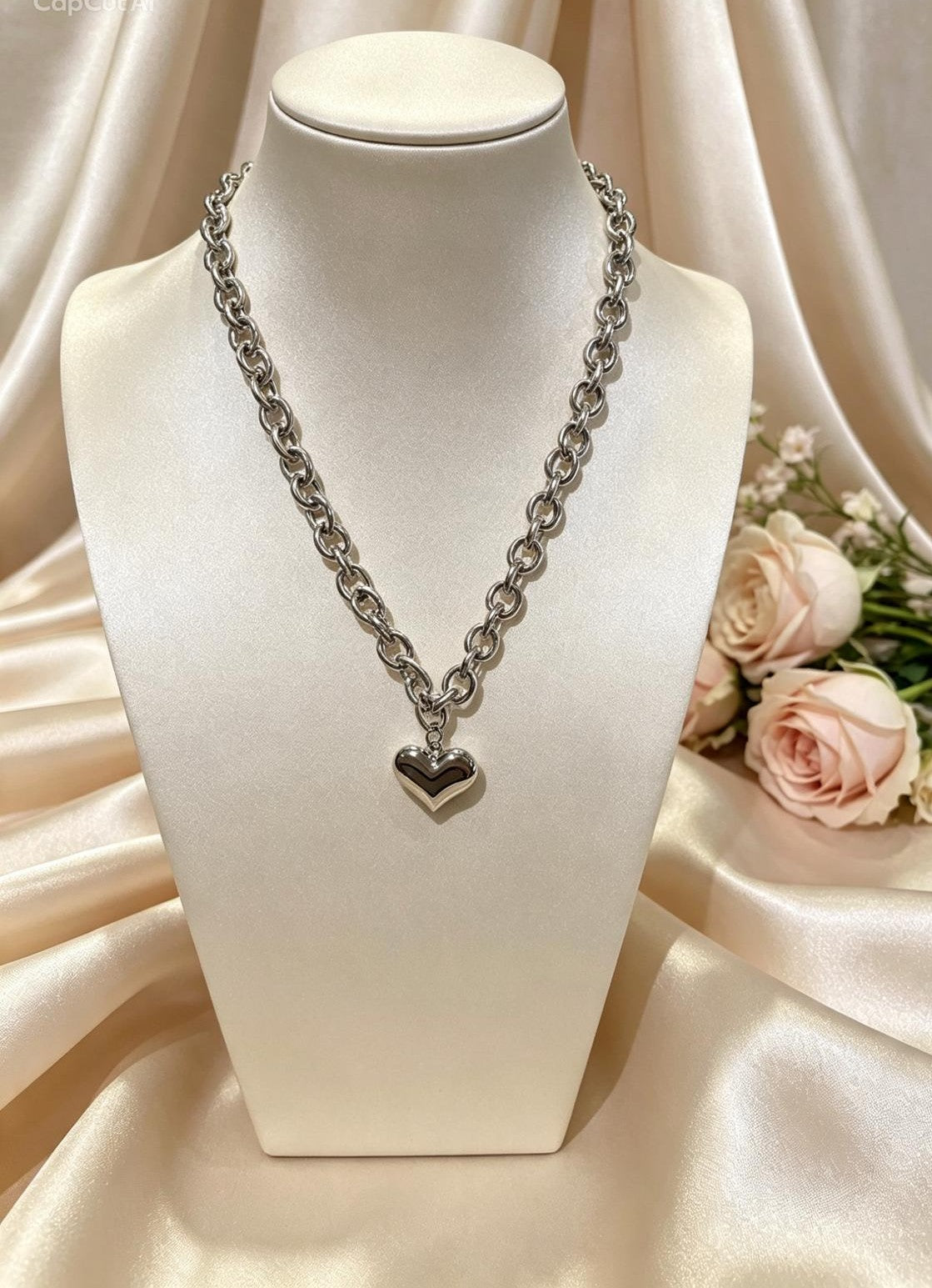 Girocollo Liquid Steel – Collana a Catena in Acciaio Lucido con Ciondolo (Cuore / Stella)