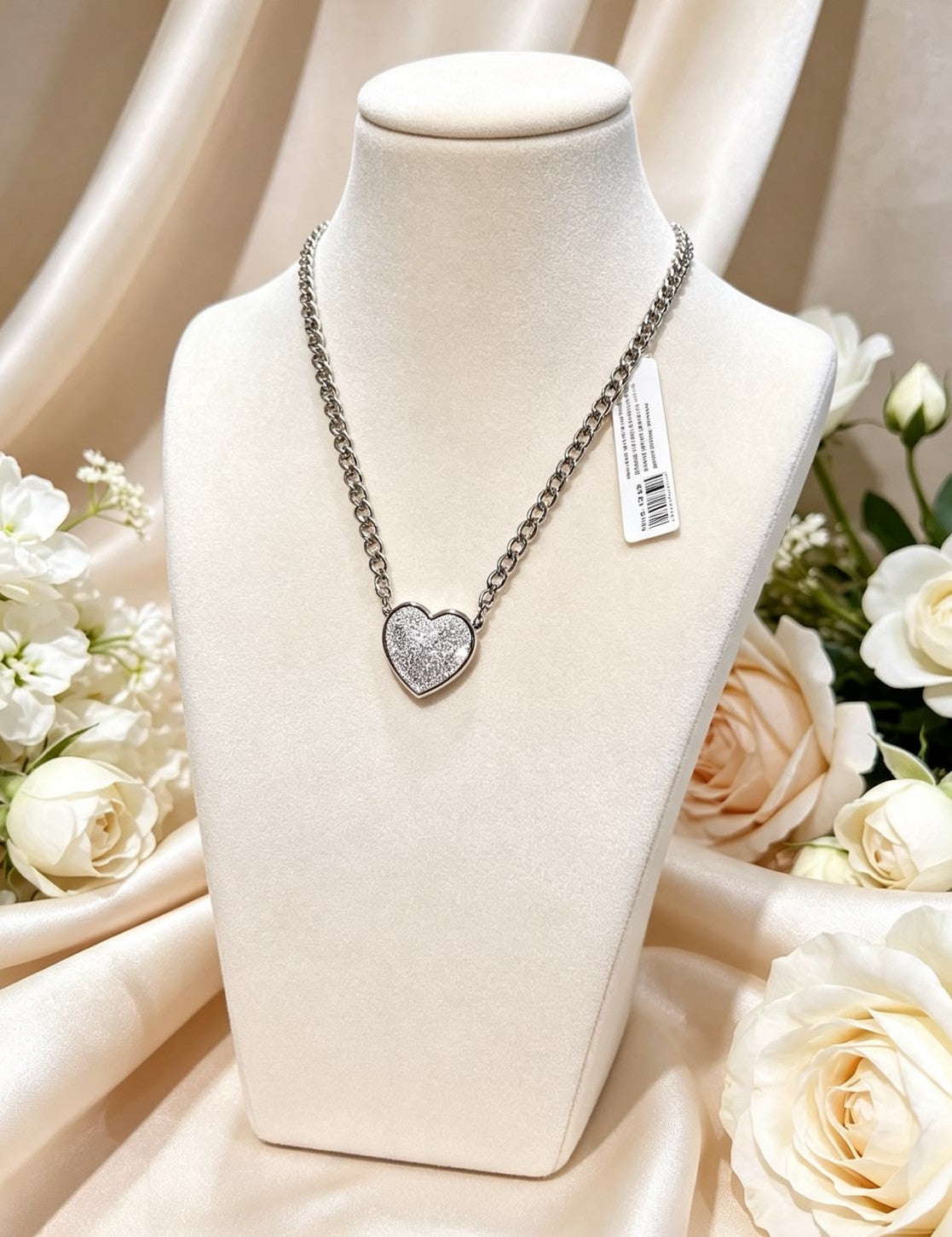 Collana Iconic Pavé in Acciaio Regolabile - Catena Grumetta con Pendente a Cuore o Stella