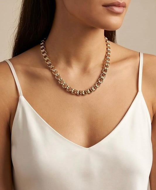 Collana a Catena Regolabile "Bold Link" in Acciaio Dorato