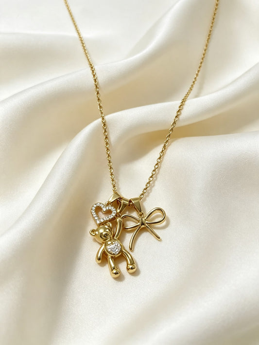 Collana Coquette Teddy Charm in Acciaio Inossidabile