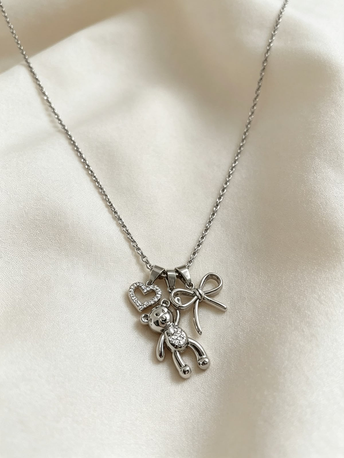 Collana Coquette Teddy Charm in Acciaio Inossidabile