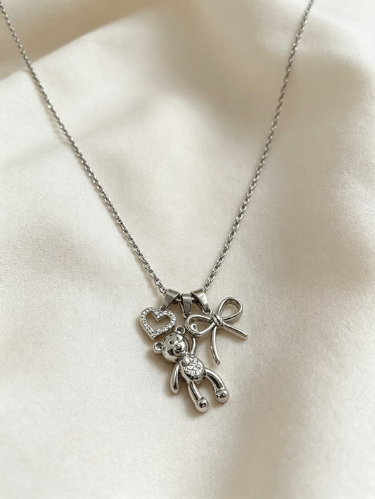 Collana Coquette Teddy Charm in Acciaio Inossidabile