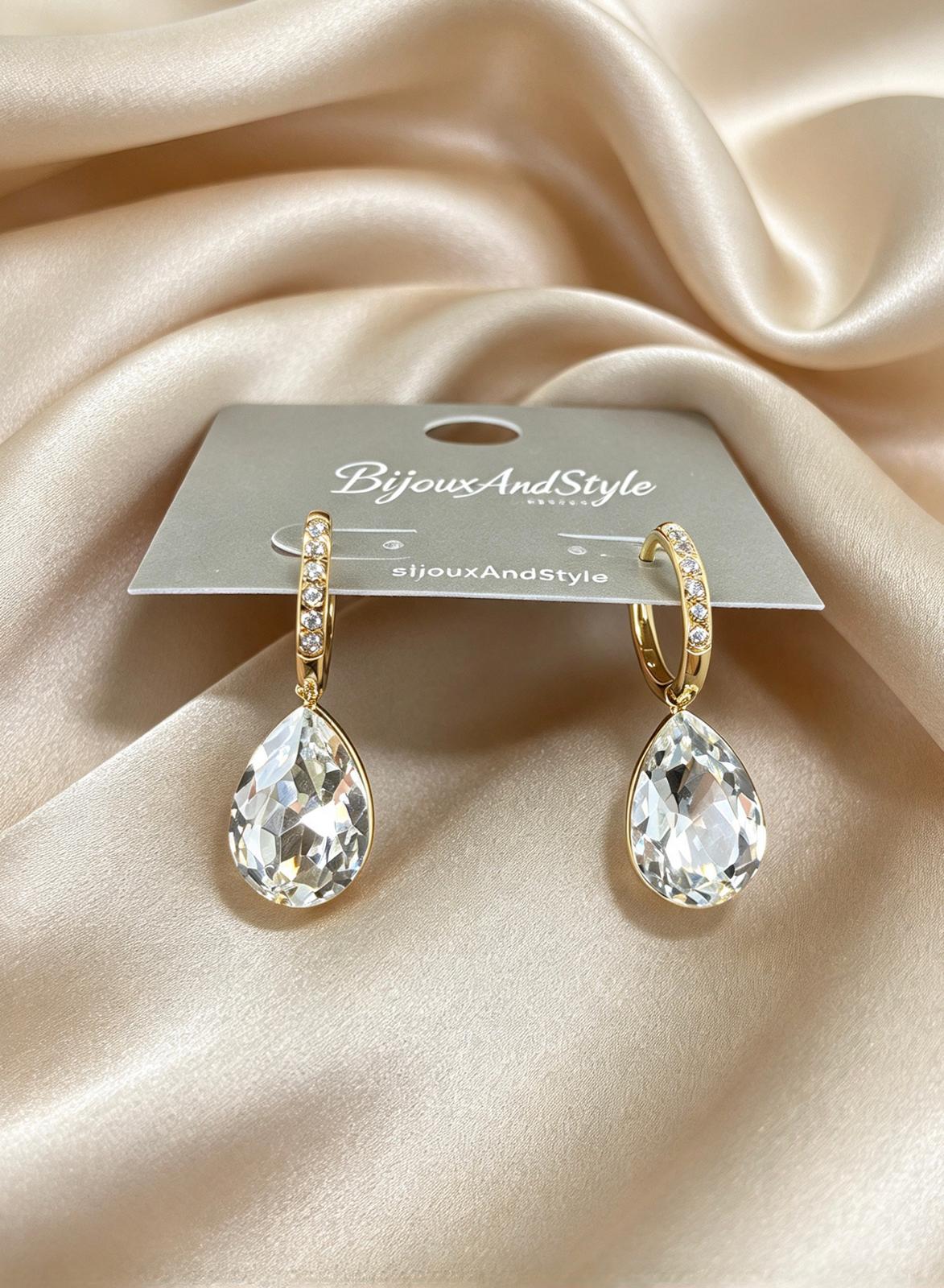 Orecchini Pendenti Crystal Drop in Acciaio e Strass